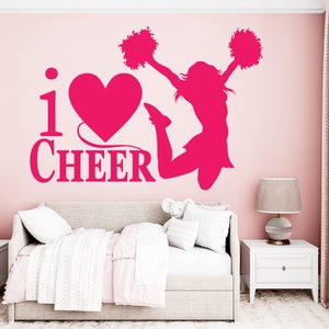 Cheerleader Wall Decal, Dance Wall Decal, Cheer Wall Decor, Cheerleader Mom Wall Art Nursery wall decal Gifts for Girl Bedroom Art 1570EZ