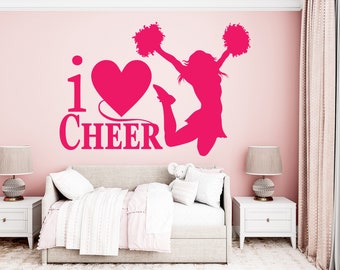 Cheerleader Wall Decal, Dance Wall Decal, Cheer Wall Decor, Cheerleader Mom Wall Art Nursery wall decal Gifts for Girl Bedroom Art 1570EZ