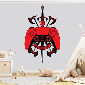 In Game we Trust Gamer Wall Decor Controller decal Video Game Sword Gamer Kids Bedroom Game Vinyl Wall Art Decals Kids Sticker 1004EZ