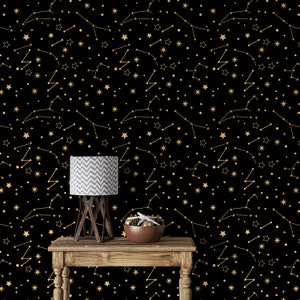 Constellation Wallpaper Constellation Decals Fabric Wallpaper Seamless Astronomy Wall Decor Fabric Night Sky Constellations Wallpaper 868EZ