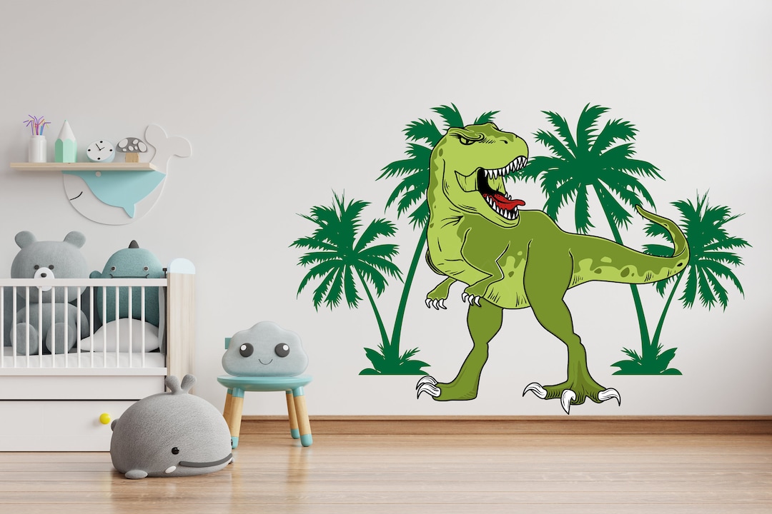 Dinosaur Wall Decal Dino Wall Sticker Tyrannosaurus Trex Etsy