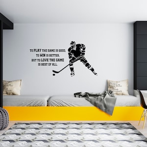 Ice Hockey Wall Decal  Hockey Player Wall Decal  Hockey Stick  Sports Hockey Quote Wall Decal SG186