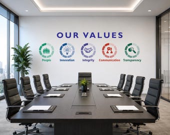 Our Values | Corporate Culture Wall Decal | Peel & Stick Stickers | 547EZ