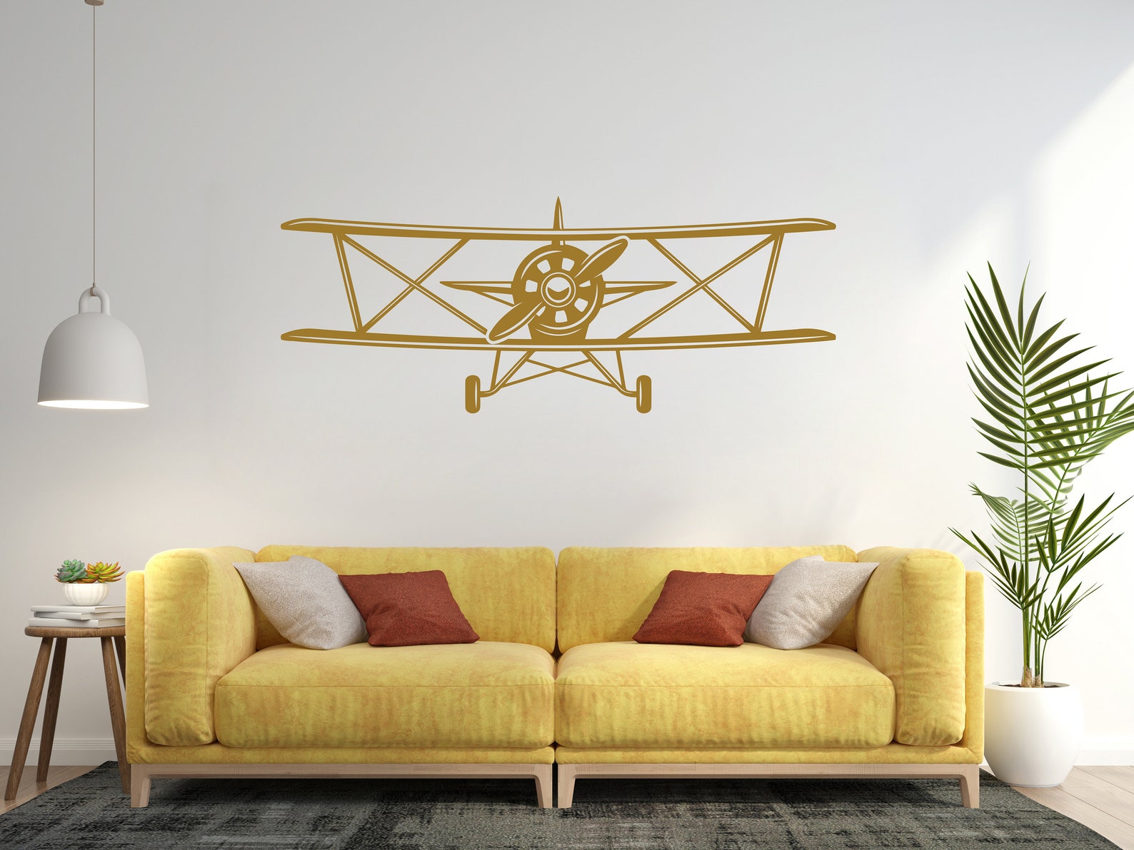 Airplane Wall Art Decal Vinyl Sticker Decals Biplane Decor Plane Air ...