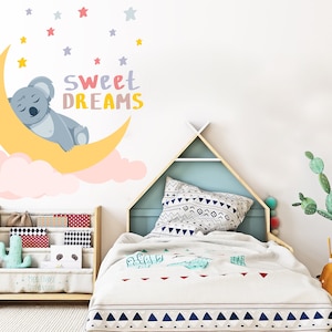 Koala Sweet Dreams Wall Decal, Koala Wall Art, Koala Sleep Mode Wall Decor Koala Wall Sticker Sloth Wall Decor Watercolor, Bedroom 590EZ