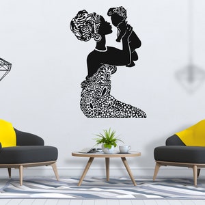 Beautiful African Woman Wall Decal African Girl Wall Sticker Quote Beauty Salon Wall Art SG 878