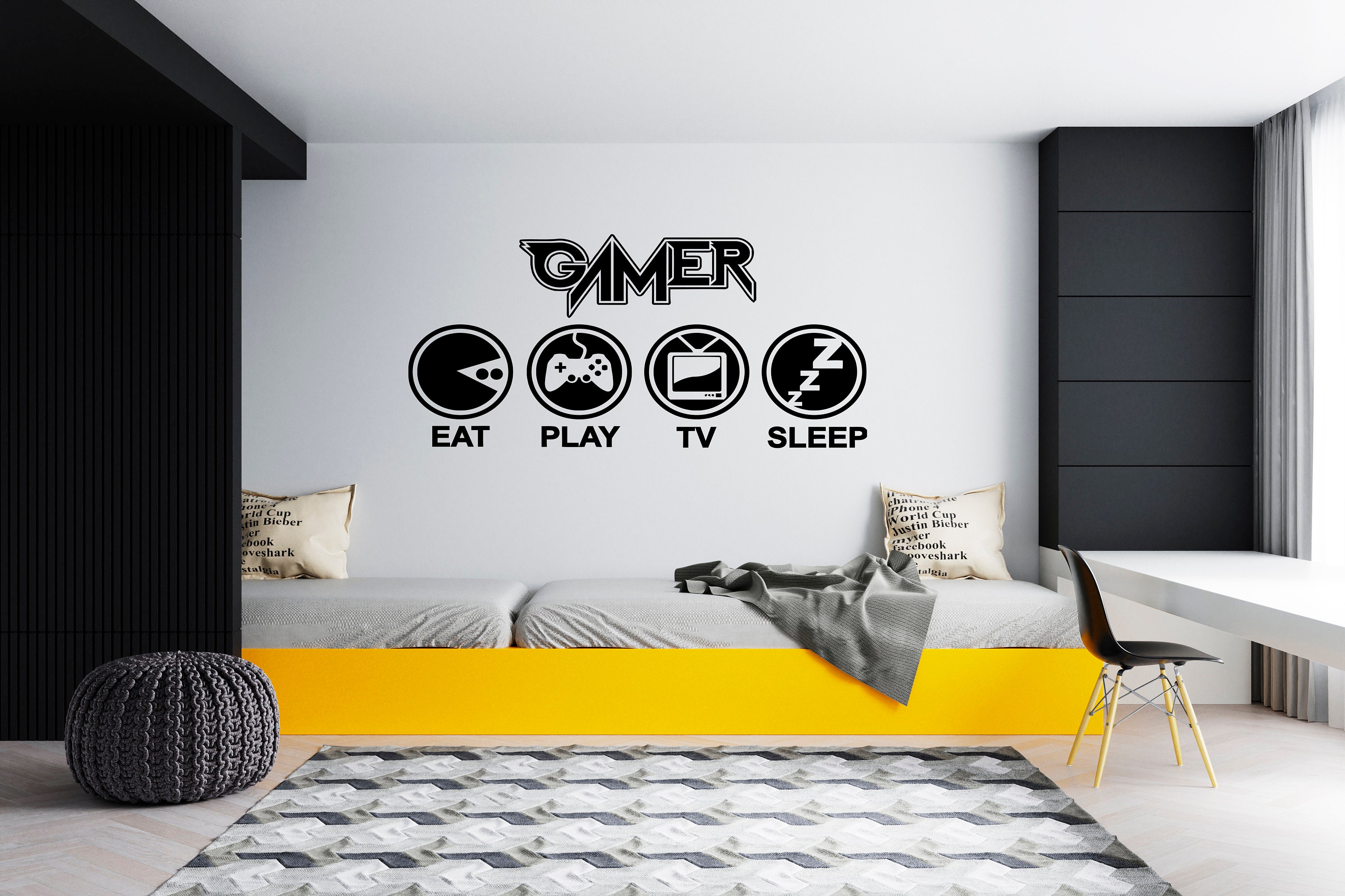 Gamer Wall Decal Video Games Wall Sticker Controller Wall Etsy UK