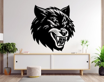 GRAZDesign Muursticker Wolf Black Muursticker voor Woonkamer & Studie