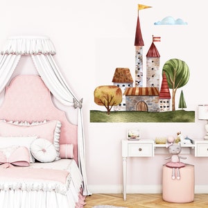 Castle Wall Decal Princess Girl Room Castle Wall Decal, Kids Sticker, Room Decor, Kids Wall Decal, Kids Wall Sticker, Castle Wall Art 585EZ