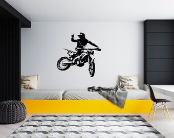 Motocross Wall Decal Dirt Bike Rider Wall Sticker Motorcycle Wall Decor SG 2004