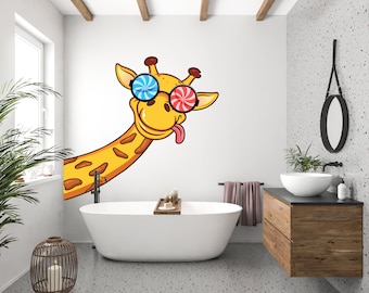 Funny Giraffe with Sunglasses Wall Decal Giraffe decor 989EZ