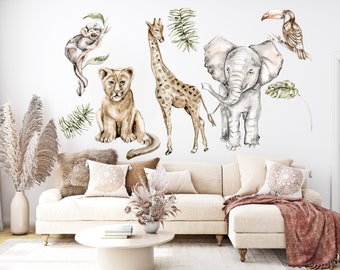 Lion Wall Decal, Giraffe Wall Art,  Monkey Wall Decor Elephant Wall Sticker  Safari Wall Decor, Kids Room, Animals Sticker 313EZ