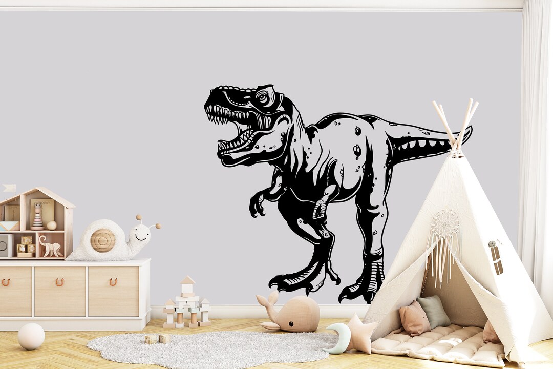 Dinosaur Wall Decal Dino Wall Sticker Tyrannosaurus Trex Etsy