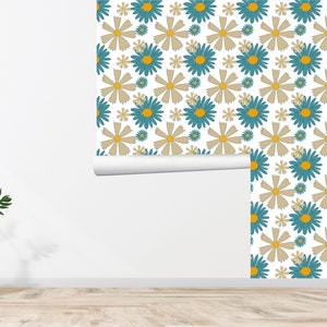 60s 70s Retro Wallpaper Floral Wallpaper Vintage Wallpaper Seamless Wall Decor Vintage Printed Removable Self Adhesive Wallpaper 627EZ