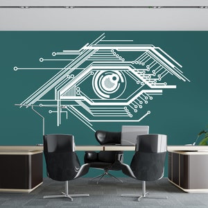 Circuit Board Office Wall Decal, Technology Vinyl Wall Art Decals, Gamer Room Decal, Computer IT Decor, Software Wall Sticker Office 1124EZ
