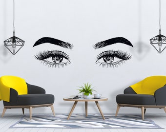 Eyelashes and Eyebrows Wall Decal Lashes and Brows Window Sticker Lashes Extensions Wall Decal Eyes Beauty Salon Wall Art SG 824