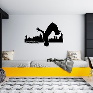 Parkour Wall Decal Silhouette Free Running Wall Sticker SG1533