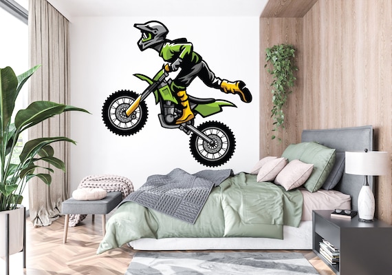 Motocross Decal Da Parete Dirt Bike Rider Adesivo Parete Moto Decorazione  Parete Adesivi Da Parati Nursery Camera da Letto Decor 644EZ -  Italia