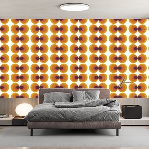 60s 70s Retro Wallpaper Floral Wallpaper Vintage Wallpaper Seamless Wall Decor Vintage Fabric Removable Self Adhesive Wallpaper 636EZ image 3