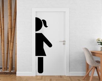 Bathroom Girl Sign Decal, Bathroom Door Decal, Bathroom Door Sign, Bathroom Wall Decal, Vinyl Bathroom Door Sticker, Bathroom Signs 1890EZ