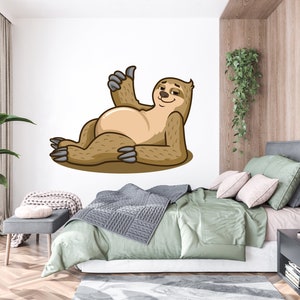 Faultier Mode Wandtattoa, Faultier Wanddeko, Faultier Schlafmodus Wanddeko Faultier Wandsticker Faultier Wanddeko Aquarell, Schlafzimmer 724EZ