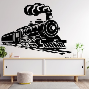 Calcomanía de pared de tren, pegatina de pared de tren, arte de tren, calcomanía de vinilo para pared, regalos de habitación de tren, pegatinas de arte de pared de vinilo 1934EZ