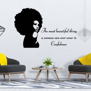 Beautiful African Woman Wall Decal African Girl Wall Sticker Quote Beauty Salon Wall Art SG 875