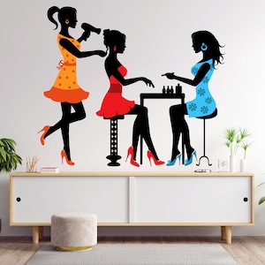 Beauty Salon, Women Elegant Nails Woman Salon Wall Decals Peace Beauty Salon Love Strength Women American stickers 943EZ