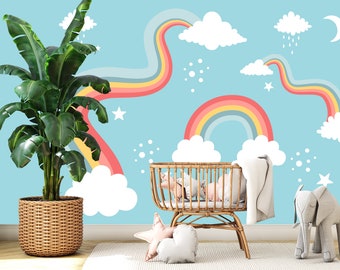 Rainbow, Rainbow Nursery  Modern Kids Wall Decals, Rainbow Wall Stickers Modern Wall Art, Kids Room Wall Art Home Decor 496EZ