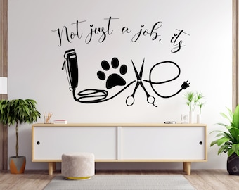 Decoración de pared de perro de salón de aseo, calcomanías de pared de perro, arte de pared de perro, pegatinas de amante de perro mascotas dormitorio pared vinilo vivero pared calcomanías arte 1518EZ