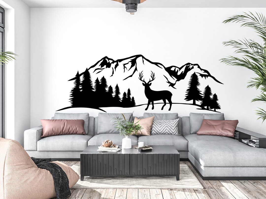 Deer Forest Wall Decor Custom Deer Wall Decal Forest Tree Wall Sticker ...