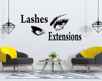 Eyelashes and Eyebrows Wall Decal Lashes and Brows Window Sticker Lashes Extensions Wall Decal Eyes Beauty Salon Wall Art SG 741