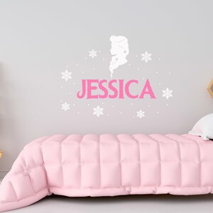 Personalized Name Wall Decal Frozen Crown Wall Decal Snowflakes Custom Name Wall Decal  Decal for Nursery SG486
