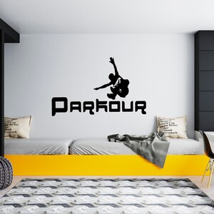 Parkour Wall Decal Silhouette Free Running Wall Sticker SG1528