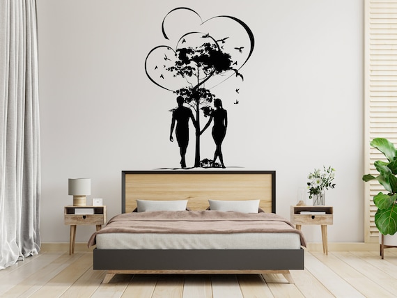 Feliz Pareja Pared Arte Decoración Dormitorio Decoración Arriba Cama Pareja  Amor Pared Decoración Familia Pared Vinilo Calcomanía Amor Boda Matrimonio  Regalo Ideas 565SE -  México