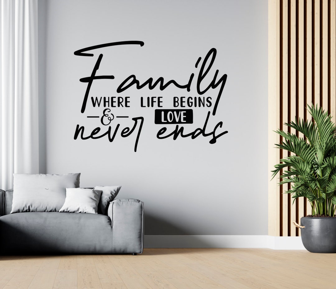 Home and Family Quote Family Wall Decor Saying About Home Wall Sticker