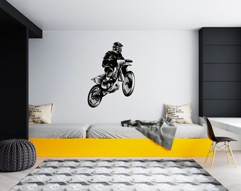 Motocross Wall Decal Dirt Bike Rider Wall Sticker Motorcycle Wall Decor SG 1664