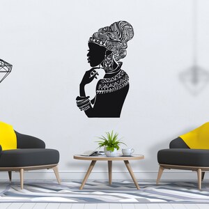 Beautiful African Woman Wall Decal African Girl Wall Sticker Quote Beauty Salon Wall Art SG 885