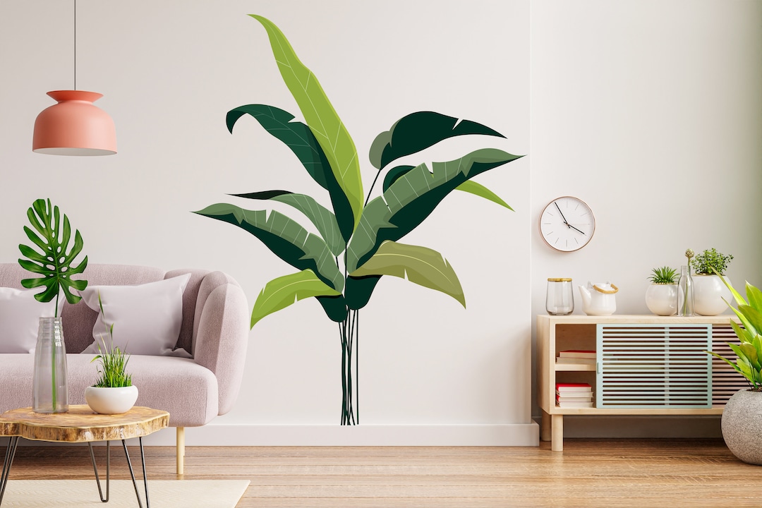 Floral Leaves Wall Vinyl Sticker Decal, Botanical Wall Decoration