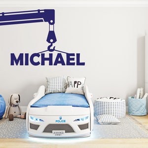Construction Wall Decal Construction Wall Art Crane Wall Sticker Pereonalized Gifts Wall Decor Decals for Boys 1279EZ