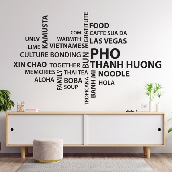 Word Cloud Custom decal Custom words Wall Decal for Restaurant Food Wall Decal Restaurant Decoration 1142EZ