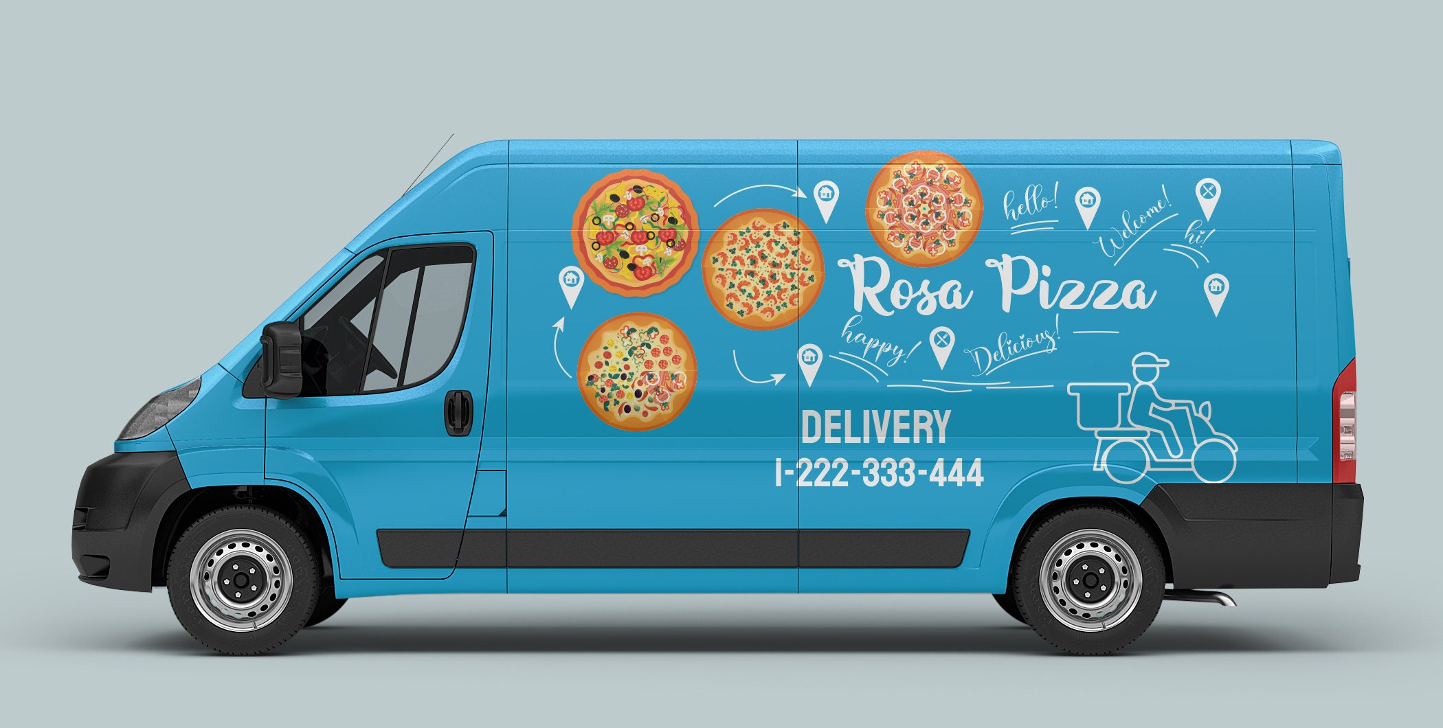 Pizza Sticker Sprinter Custom Pizza Delivery Decal Car Stickers Van Art ...