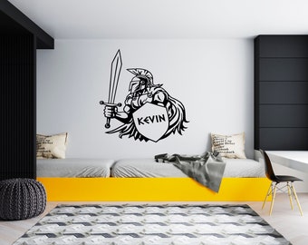 Personalized Spartan Helmet Wall Decal  Spartan Warrior Wall Decor  Gladiator Wall Art SG341
