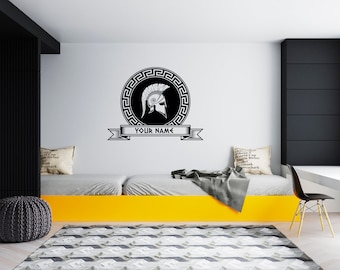 Personalized Spartan Helmet Wall Decal  Spartan Warrior Wall Decor  Gladiator Wall Art SG343