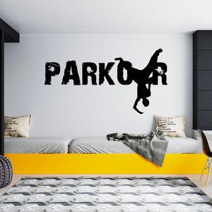Parkour Wall Decal Silhouet Vrij lopende muur sticker SG1532