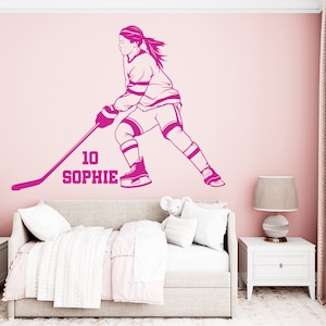 Hockey wall Decor Hockey Girl Wall Decal Field Hockey Wall Sticker Girls Room Hockey wall stickers Field Hockey Decor for Girls 1089EZ