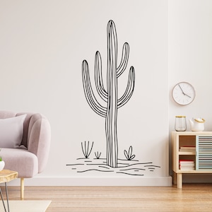 Cactus wall decal, Desert Wall Vinyl Sticker Decal, Cactus Desert Wall Decoration-Floral Leaves Wall Decal, Wall Decor 1674EZ