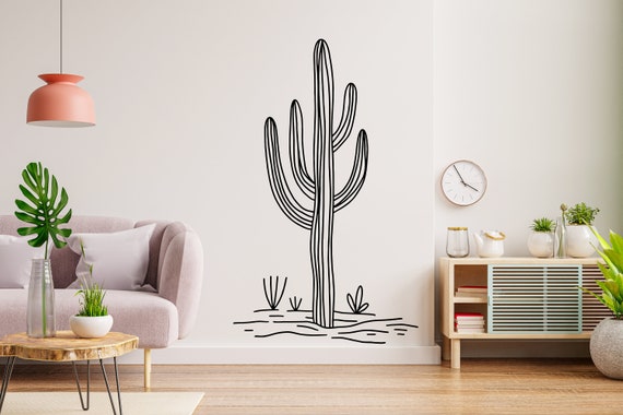 Kaktus Wandaufkleber, Wstenwand Vinyl Aufkleber, Kaktus Wste  Wanddekoration-Blumenbltter Wandtattoo, Wanddekor 1674EZ - Etsy.de
