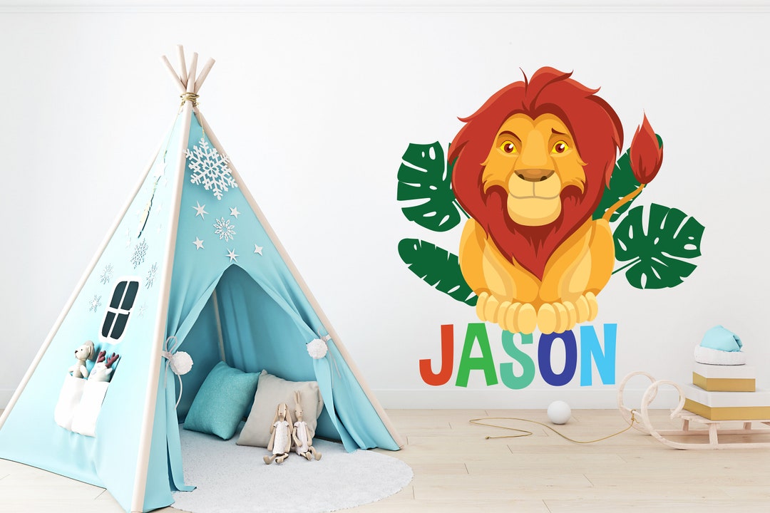 Lion Wall Decal, Nursery Custom Name Lion Wall Art, Kids Room Gifts