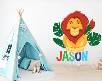 Jungle Pride – Lion Custom Name Wall Decal | Peel & Stick 1032EZ